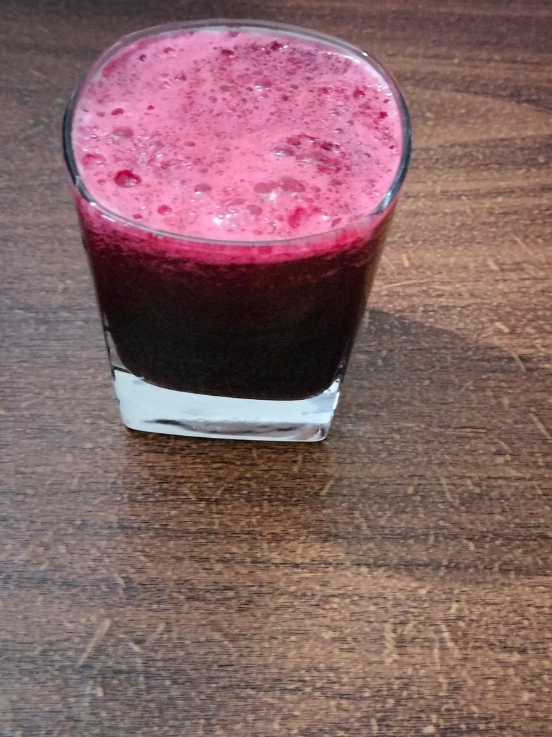 A beetroot juice, one of the hydration-focused additions to her day