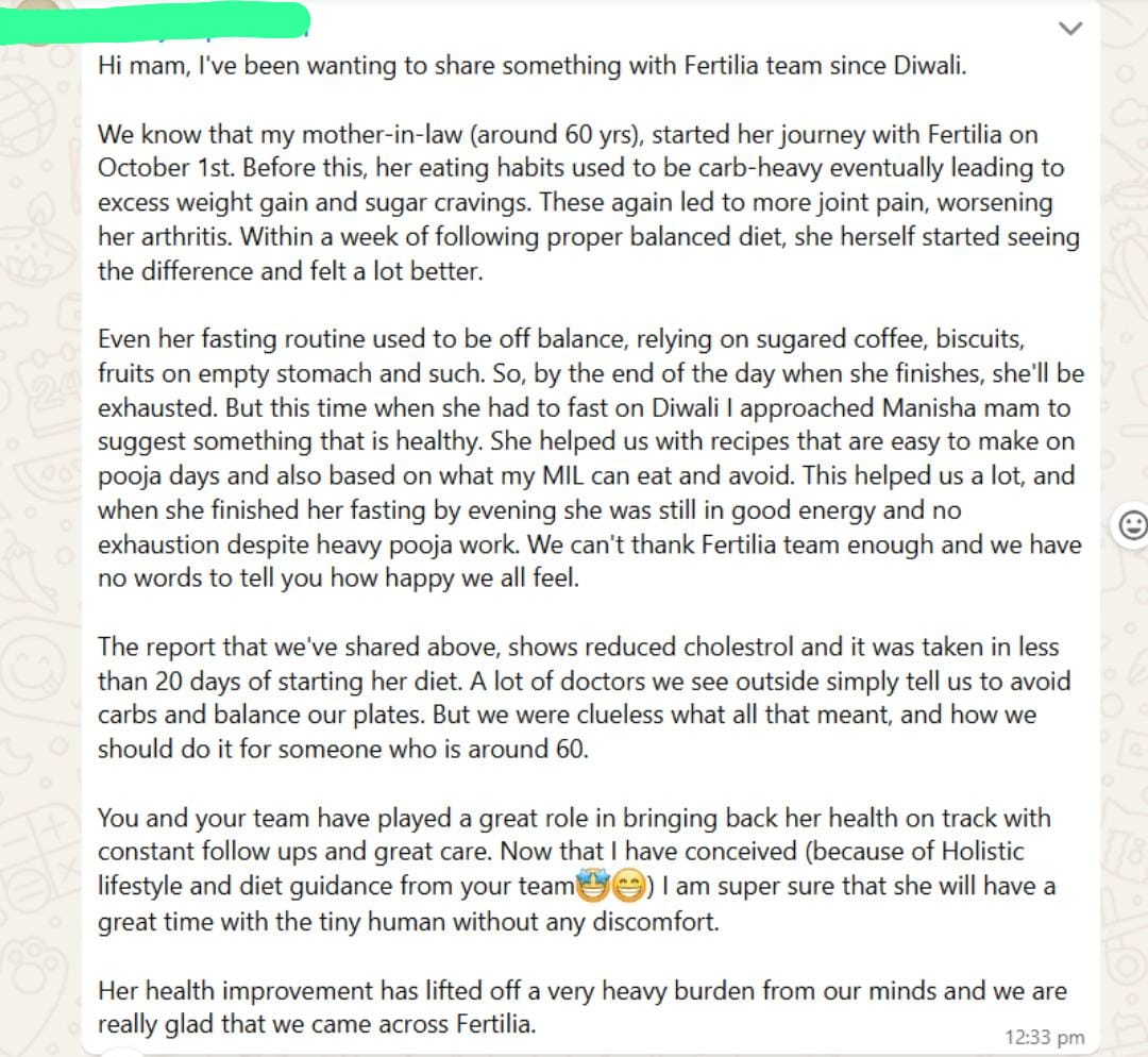 Family member sharing health improvement story after joining the program