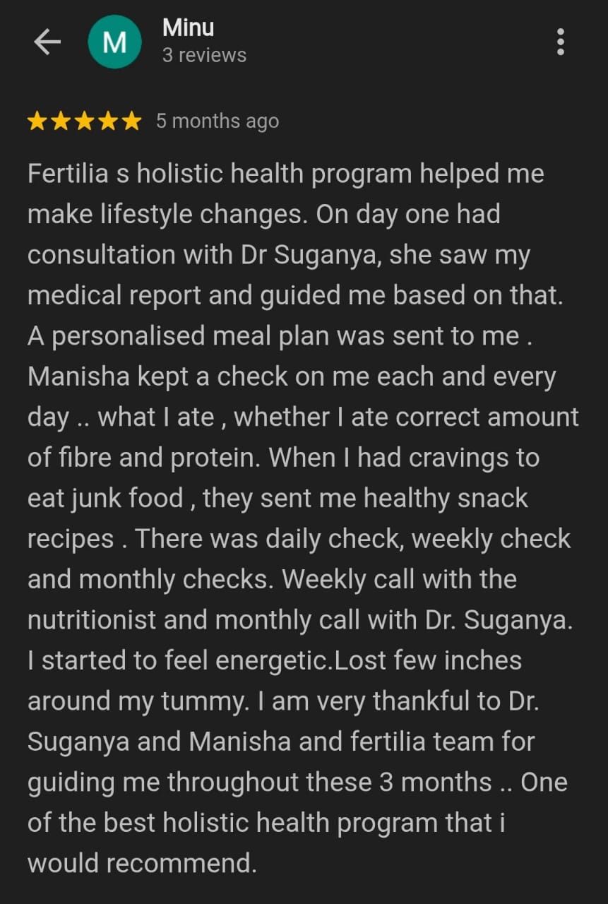 Google review about personalised meal plans and daily check-ins